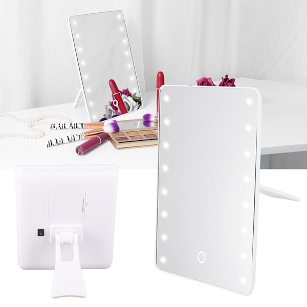 Touch Screen Makeup Mirror 16LED Dimmable Tabletop Lighted Cosmetic Vanity Mirror