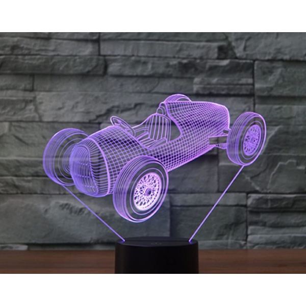 WJ 3D Bil Race Fjärrkontroll 16 Färger Nattljus Illusion Akryl LED Bordsängslampa Barn Sovrum Skrivbordsdekor Födelsedagspresenter Leksak