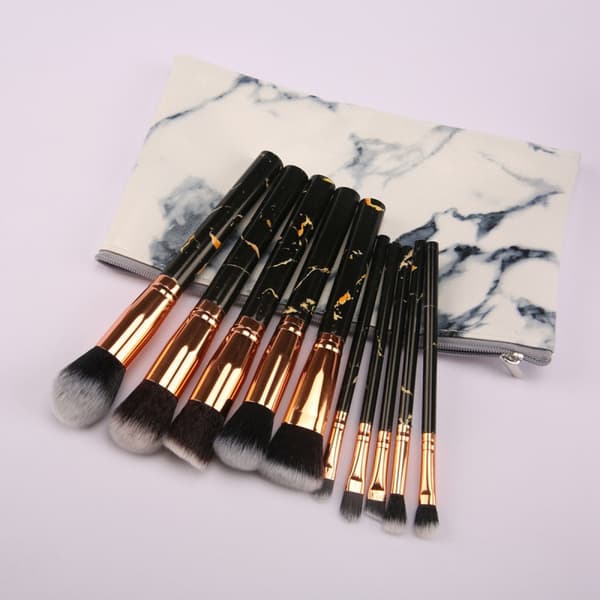 Makeupborstar Set Professionella Marmor Makeupborste Bärbar Kosmetiska Borstar för Löst Puder