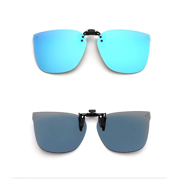Polariserade Clip-on Solglasögon - Anti-Glare UV400 Skydd Flip Up för Män Kvinnor Körning Utomhus Sport-Blå