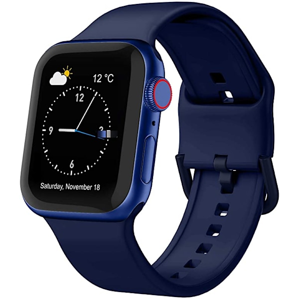 Apple Watch -hihnan pehmeä silikoninen urheiluranneke, korvaava hihna, sopii kaikille Iwatch-malleille (Keskiyön sininen 38/40/41mm