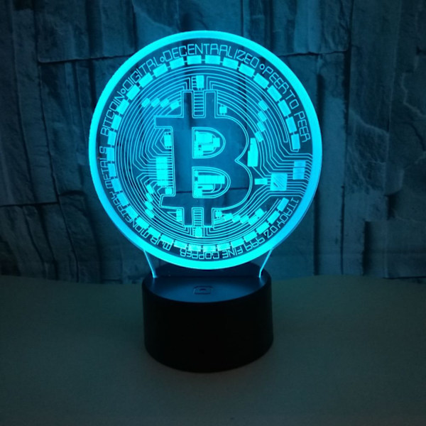 JUSTUP 3D Natlampe LED Illusion Skrivebordslampe 7 Farver Skift USB-kabel Touch Fjernbetjening Julefødselsdagsgave (Sort Sæde)