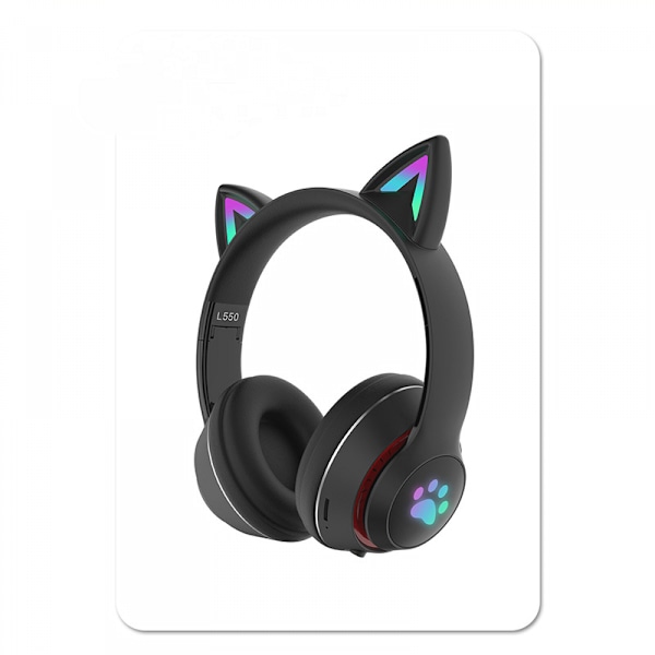Peli Bluetooth 5.0 Langattomat Kuulokkeet Korvassa Kissan Valot Taittuvat Musiikki Kuulokkeet 3.5mm Mikrofonilla Aikuisten ja Lasten PC TV Peli Musiikki Pad Kannettava