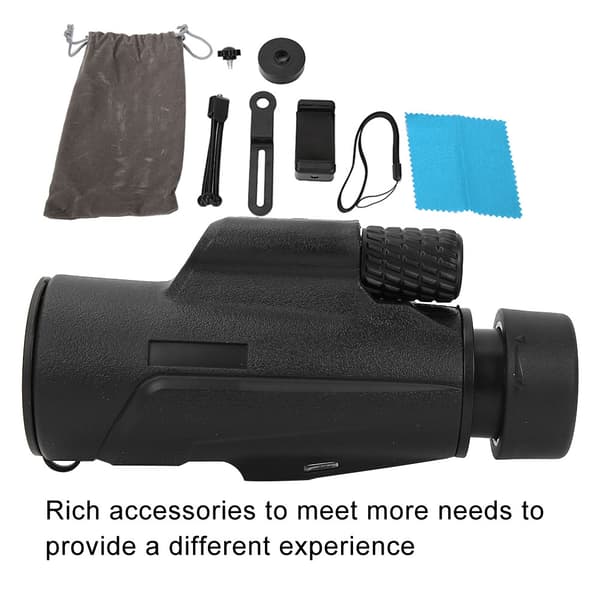 Monokulært Teleskop 12X50 Høj Effekt & HD med Smartphoneholder & Stativ