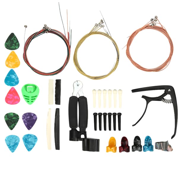 Gitarrtillbehör Kit Byte Inkluderar Strängar Capo Celluloid Plektrum Klämma Övre Nedre Sadel