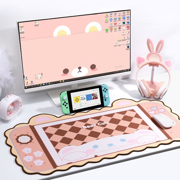 Gaming musemåtte, stor musemåtte XL pink, musemåtter til computere 31,5×15,7 tommer