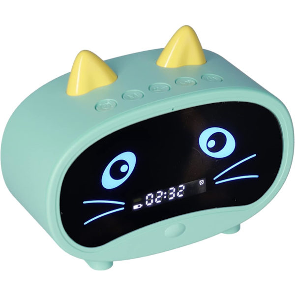 Digital väckarklockshögtalare, tecknad katt väckarklocka med temperaturvisning, dubbel väckarklocka, Bluetooth-högtalarradio, handsfree-samtal för sovrummet