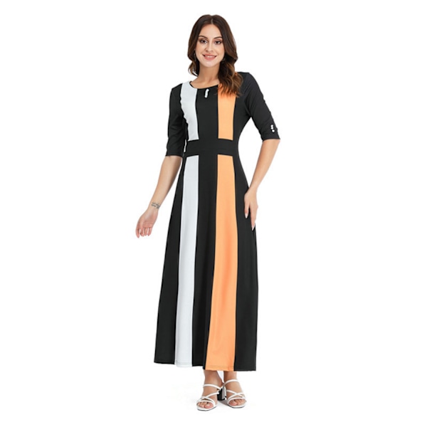 AVEKI Naisten Vintage Kontrastivärinen Patchwork Toimisto Kynä Työ Liikemekko, Oranssinen, L