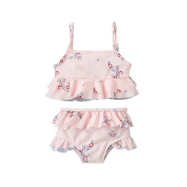 Flickor Badkläder Ärmlös Camisole Shorts Tvådelad Bikini Baddräkt --- Tryck (Storlek 90)
