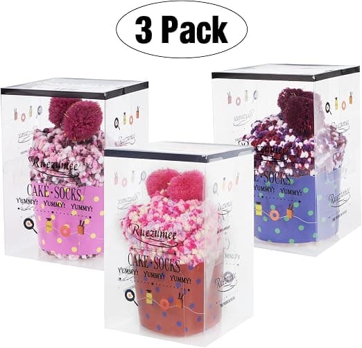 3 Par DIY Gave-Strømper til Kvinder Pige Fuzzy Fluffy Strømper Vinter Slipper Strømper Med Gaveæsker Cupcake,01
