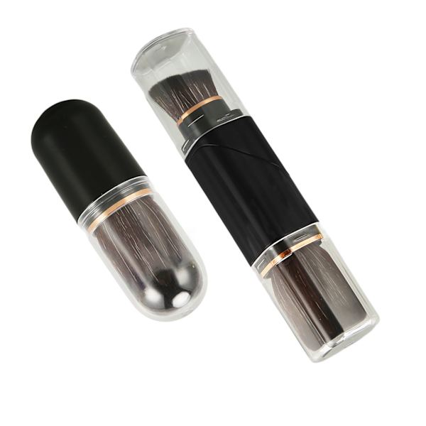 Dobbelt Hoved Retractable Pudderbørste Bærbar Delikat Bløde Børster 360° Rotation Retractable Makeup Børste til Hjemmet