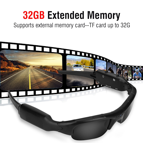 Utomhus Sport 1080P HD USB Uppladdningsbara Solglasögon Mini Kamera Videokamera