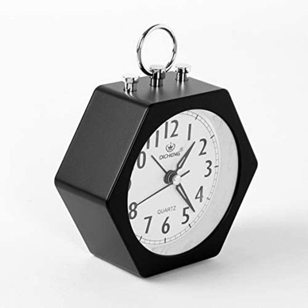 Alarm Hexagon Bordur Bordur Ur Vække Dig Op Stille Arbejde Perfekt til Soveværelse Kontor Sort