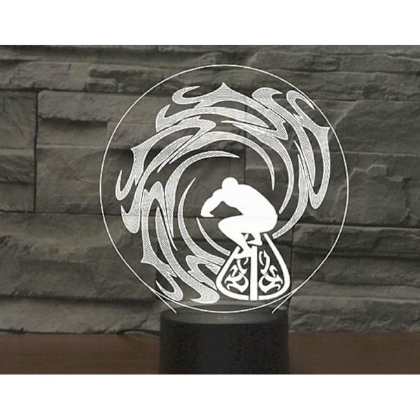 WJ 3D Surfing Fjernkontroll 16 Farger Nattlys Illusjon Akryl LED Bordlampe Sengelampe Barn Soverom Skrivebord Dekor Bursdagsgaver Leker for Barn