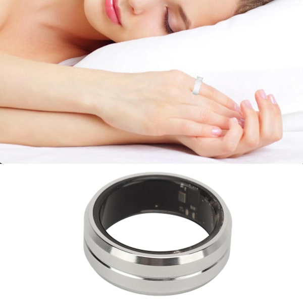 Smart Health Ring Fitness Tracker Bluetooth för sömnövervakning Stegräknare Hälsospårning IP68 Vattentät för Android för IOS Silver Storlek 9