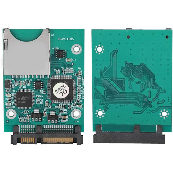 SD till SATA-adapterkonverterare, 22 MB/s snabb överföring SD/SDHC/SDXC/MMC minneskort till 2,5 tum 7+15P SATA-konverteradapter, 2 st