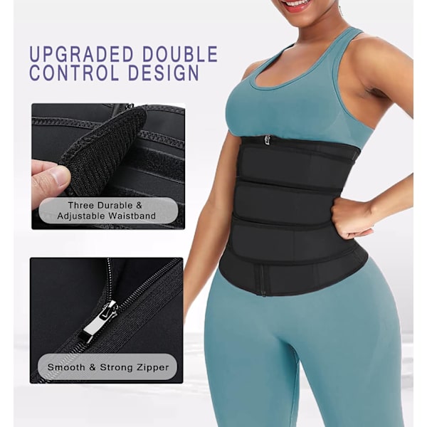 Taljetræner til kvinder Latex Underbust JSculpt Dobbelt træningsbælte Workout Sport Girdle XXL D-black (Triple Straps)