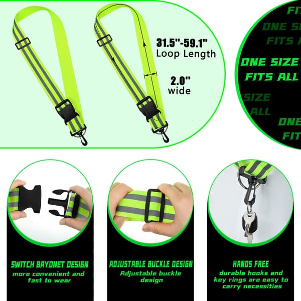 2-pack Högvisande Reflexjacka & Justerbart Bälte för Nattsäkerhet, Cykling, Promenader, Reflexutrustning, Fluorescerande G Fluorescent Green+Fluorescent Green