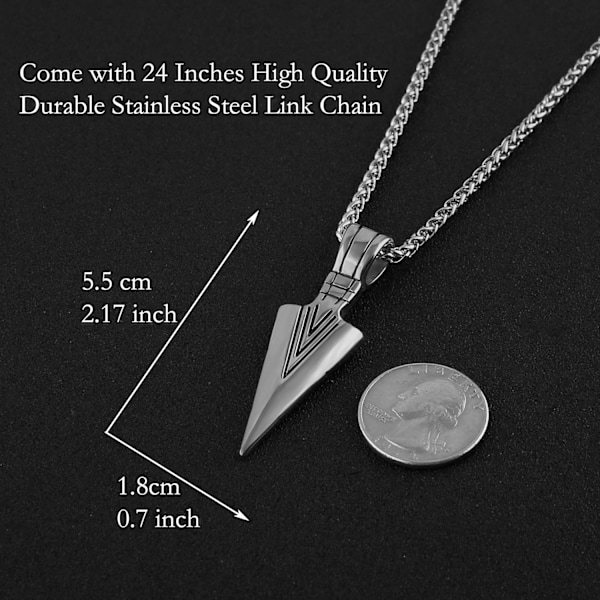 Herre Arrowhead Arrow rustfritt stål anheng halskjede med stål hvete kjede Q 18K Gold