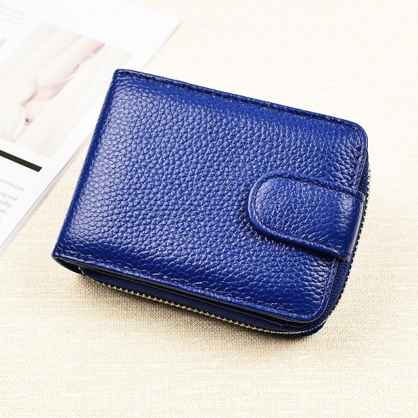 Herrar Slim Svart RFID-dragkedja runt plånbok äkta läder Bifold Style Myntficka Korthållare Plånböcker Handväska