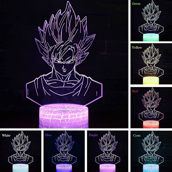 WJ 3D Illuusio Anime-lamppu, 7 Väriä Vaihtuva 3D Illuusio Anime-valo, Anime-hahmo 3D Valo Anime Akryyli LED-lampulle Anime Led-valo Lapsille Sun Wukong exploderar