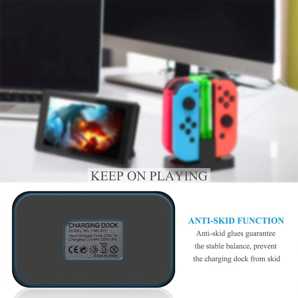 Nintend Switch 4-kontrollspelet Laddare LED-indikator Laddningsdockningsstation för Nitendo Switch Nintendoswitch NS Joy-con Tillbehör