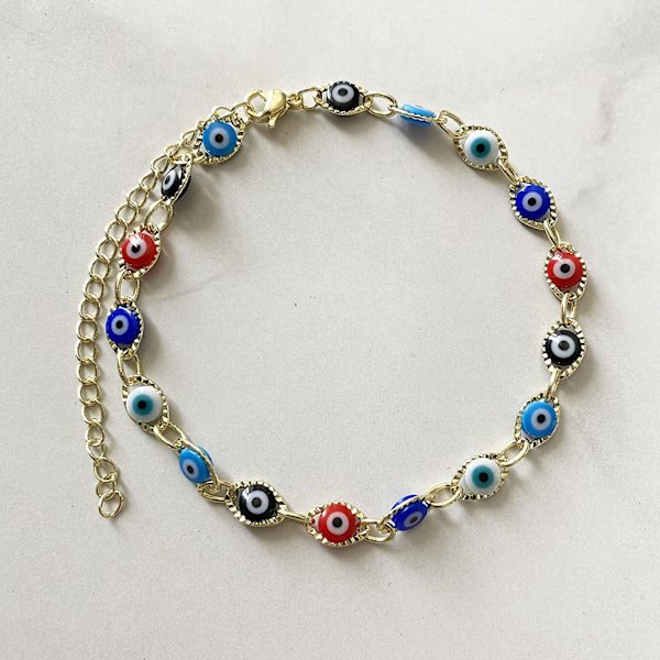 Wekity Choice of all Dainty Evil Eye Bracelets for Women,14K Gold Evil Eye Chain Bracelet for Girls