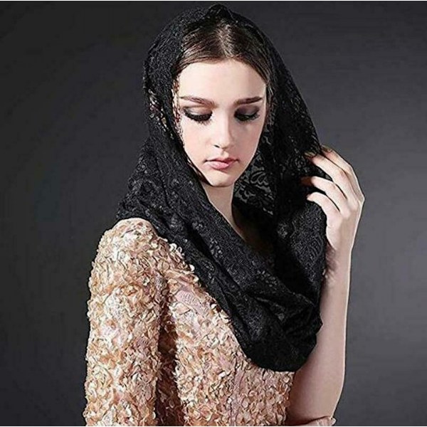 Kapellslør Blomster Latinsk Messe Hodeplagg Blonder Sjal Mantilla Slør for Kirke (B)
