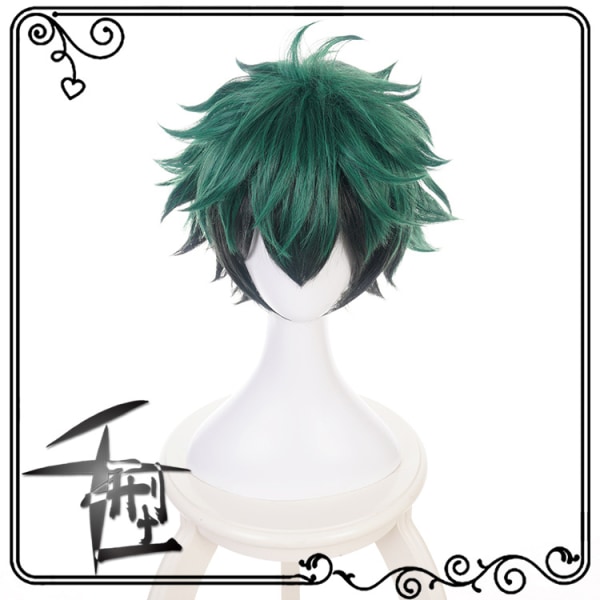 Wigs My Hero Academia Midoriya Idku grøn sort gradient cosplay paryk