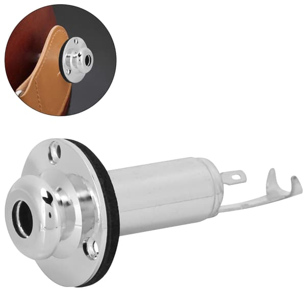 Kobber gevind stereo output jack tilbehør til elguitar (sølv)