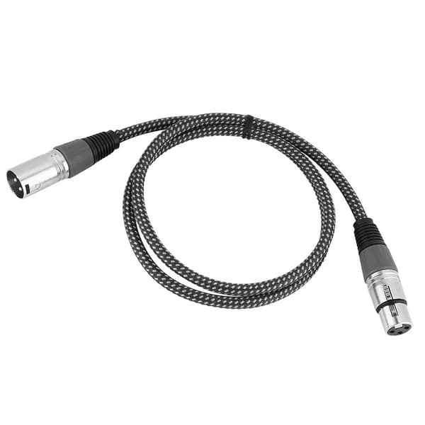 D-typ flätad XLR-kabel Mikrofon MIC ljudkabel Mixer anslutningskabel 1m (grå)