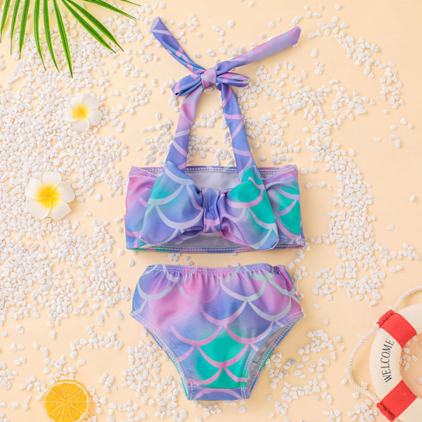 Print barnsele badkläder flickor bikini set --- färgglada (storlek 120)