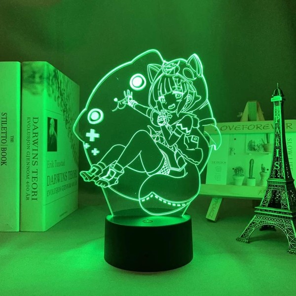 WJ LED Anime Lampe Bord Sayu Genshin Impact 3D Illusion Nattlampe Hjem Rom Innredning Akryl LED Lys Julegave Lamper (16 Farger med Fjernkontroll)