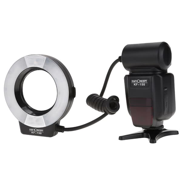 Bærbar LED-ringblitz batteridrevet Speedlite med adaptertilbehør til Nikon