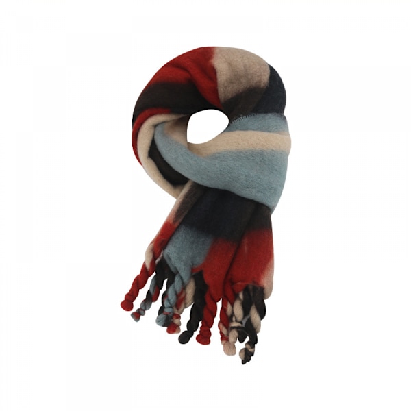 Efterår Vinter Halstørklæde Cashmere Uld Tartan Halstørklæde Varm Chunky Stor Tæppe Wrap Sjal Halstørklæder til Kvinder Mænd（Rød）