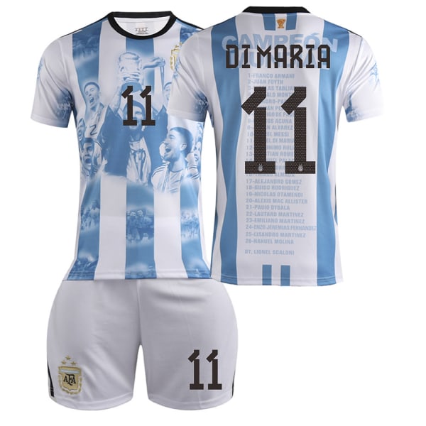 2023-2024 Argentina VM-mästerskap Minnesupplaga Fotbollströja Set - Nr 11 DI MARIA#22 No.11 DI MARIA #22