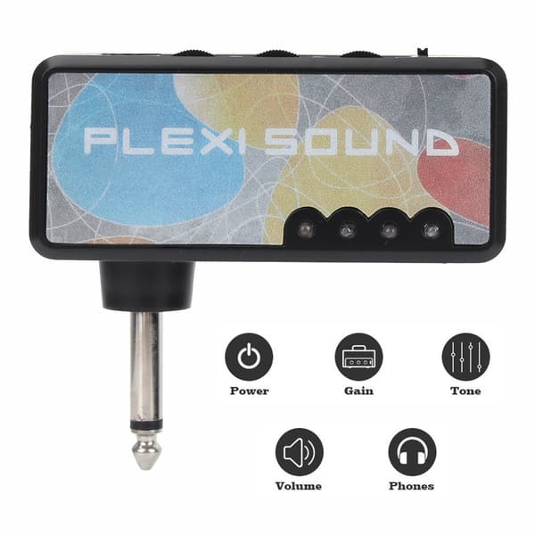 Bärbar Mini Elektrisk Gitarr Plug Inbyggd Distorsionseffekt Hörlursförstärkare Tillbehör