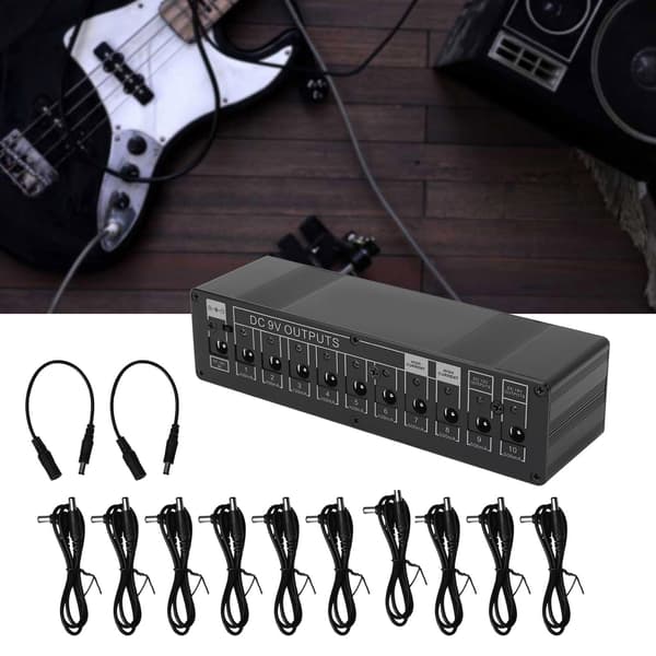 Gitarr Effekt Pedal Strömförsörjning Bärbar 10 Utmatningskanaler DC 9V/12V/18V