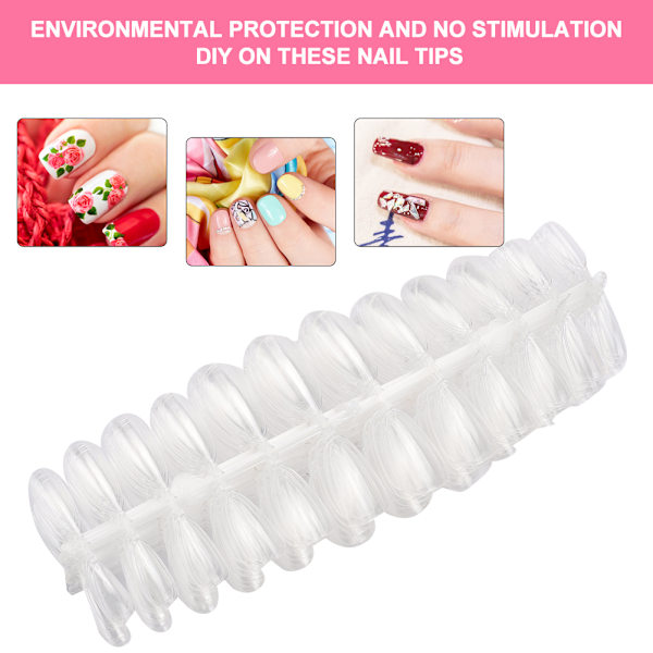 504 st falska nagelspetsar med full täckning, supertunna nagelfärgspetsar, nagel-DIY-verktyg, transparenta