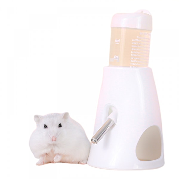 Hamster Automatisk Vannflaske Drikkefôrer Dispenser Flaske 80ML med Matfôrerstasjon Skål Kjæledyrbeholder for Små Dyr