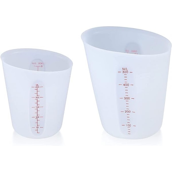 2-delad set med 250 ml/500 ml silikongummimätkoppar för smältning, omrörning, extrudering och hällning av epoxihartsgjutformar - vit