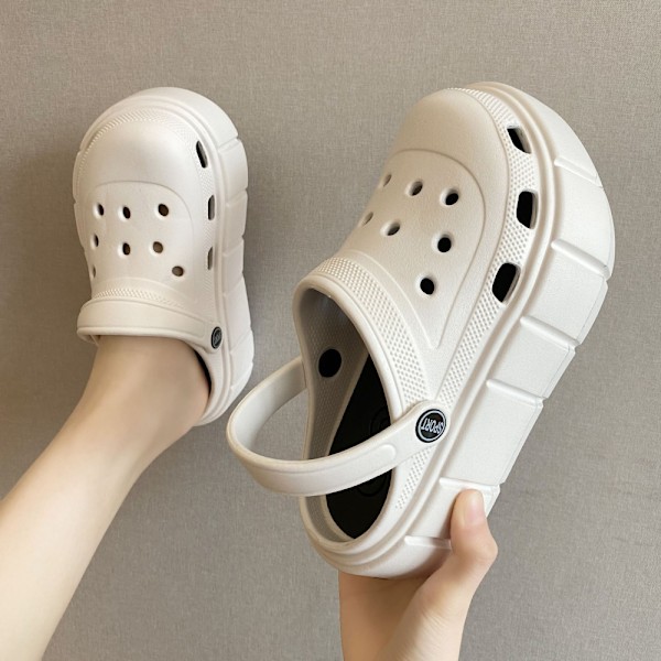 Kvinde Have Clogs Sko Sandaler Tøfler Højdeforøgende Sko-Hvid(41 EU Størrelse)