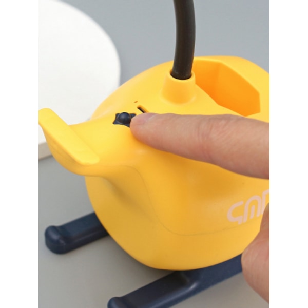 LED-skrivebordslampe for barn, liten skrivebordslampe med USB-ladeport og penneholder, øyevennlig studiebordslampe sovesal soverom lesing (gul)