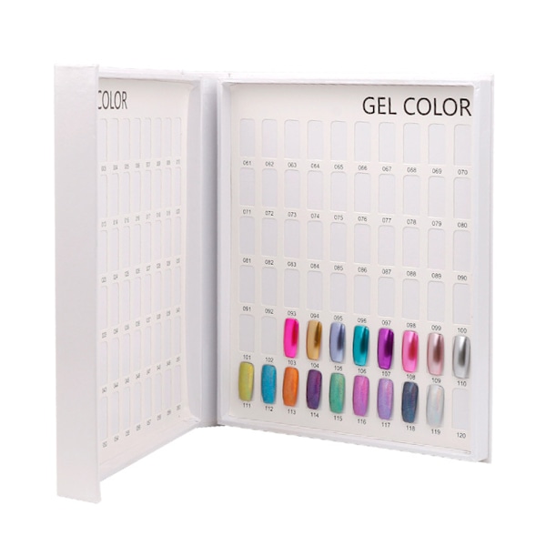 120 färger nagelgel färgkort nagellack display diagram bok nagelkonst visning hylla