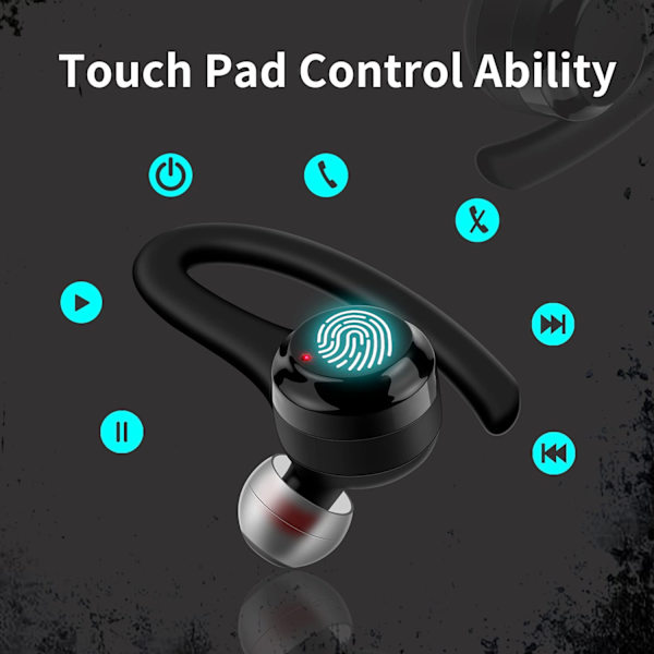 Bluetooth-kuulokkeet True Wireless -kuulokkeet korvakoukuilla IPX5-vedenpitävät kuulokkeet sisäänrakennetulla mikrofonilla urheiluun juoksuun harjoitteluun (musta)