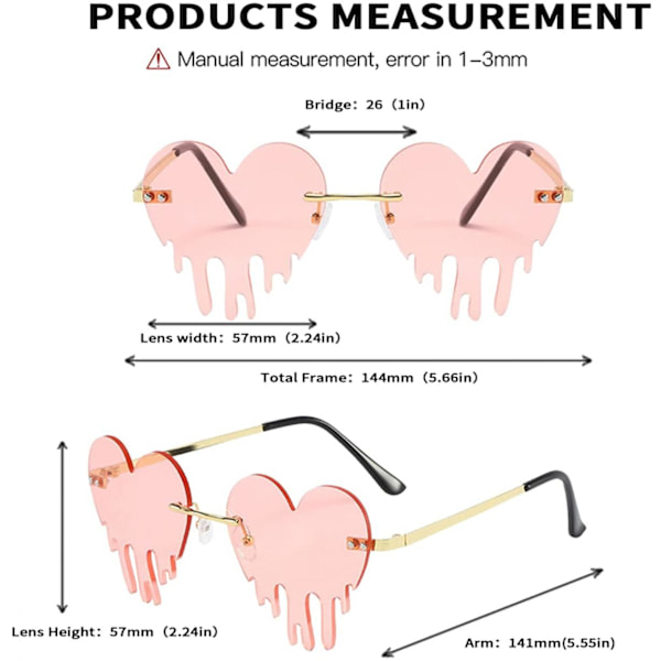 Tipaavat Sydän Aurinkolasit Naisille Kehyksettömät Sulavat Sydämen Muotoiset Aurinkolasit Linssit Trendikkäät Juhla Lasit