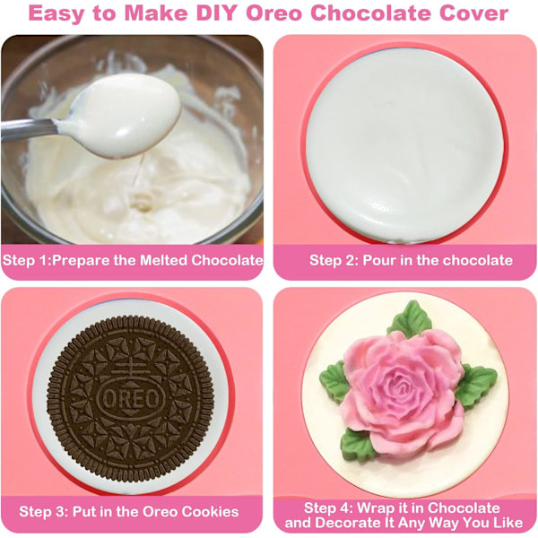2 kpl Oreo-keksimuotit, silikoni, 7 onkaloa, pyöreä sylinteri, Oreo-suklaakuorimuotit makeisille, silikonipaistomuotit Pink-2Pcs