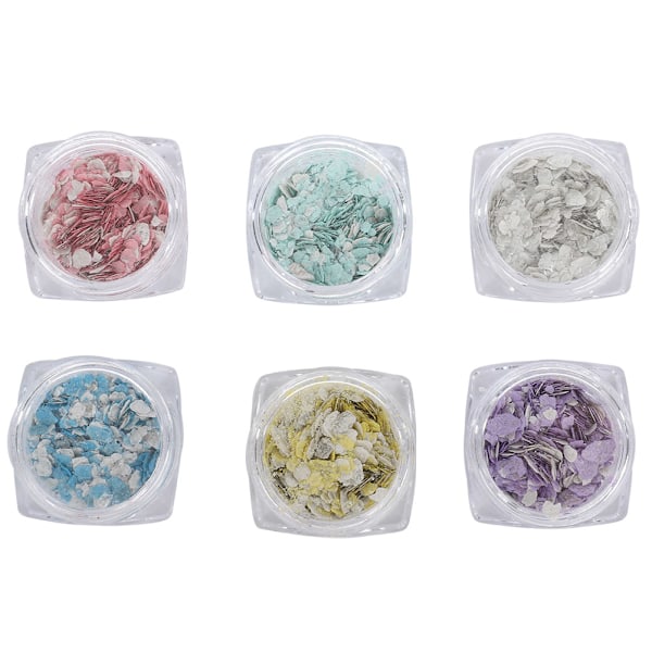 6 typer/set nagelkonst klistermärken glitter oregelbunden form paljetter dekoration DIY manikyr