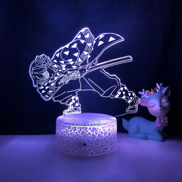 Akryl LED nattlampa Anime Demon Slayer Figur för barn barnrum Decor Cool Kimetsu Lamp Present