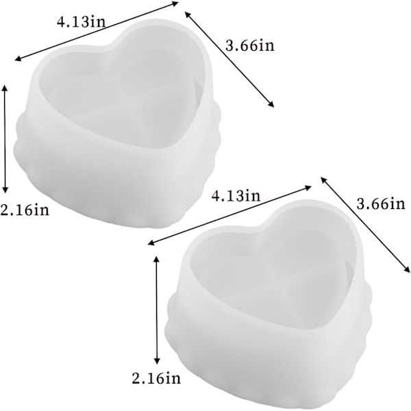 2 stk. Kop Silikon Harpiksforme, Hjerteformet Skål Harpiksforme, Smykkeholder Beholder Opbevaringsform til Epoxystøbeform, DIY Lys Ma cup